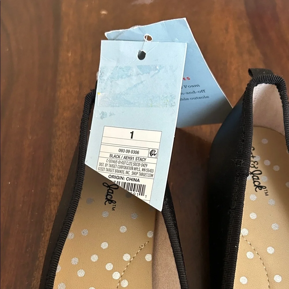 Cat & Jack Black Bow Trim Ballet Flats